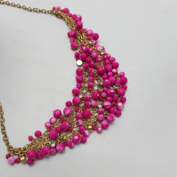 Pink Beaded Necklace Bracelet Jewelry Set Rhinestone Bead Accents Cha Cha - Picture 5 of 7